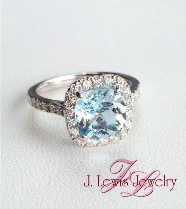 Elegant Aquamarine and Diamond Ring | J. Lewis Jewelry | Custom and Handcrafted Jewelry Designs ...