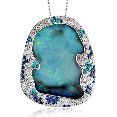 Shop Pink Tourmaline and Australian Opal Pendant for women | Gehna