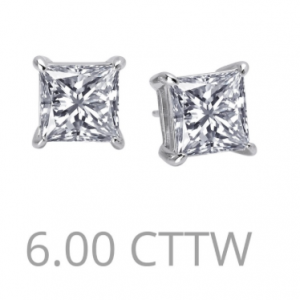 6 carat princess cut studs