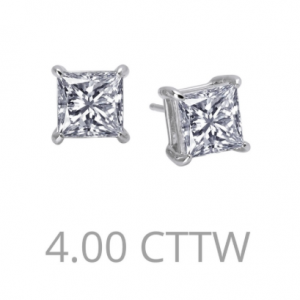 4 Carat princess cut earrings