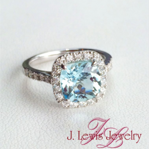 Aquamarine and Diamond Ring