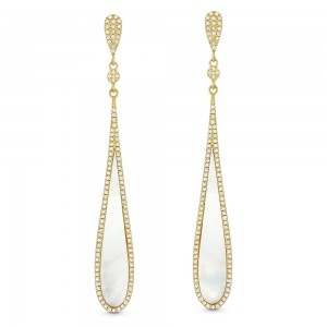 Mother of Pearl Teardrop Diamond Earrings