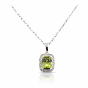 Peridot and diamond pendant