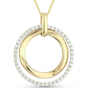 Bold Yellow Gold and Diamond Pendant
