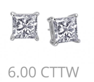6 carat princess cut studs