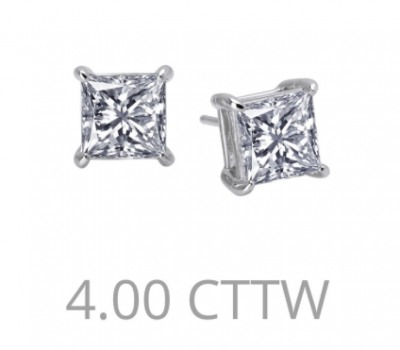 4 Carat princess cut earrings