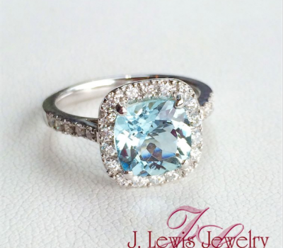 Aquamarine and Diamond Ring