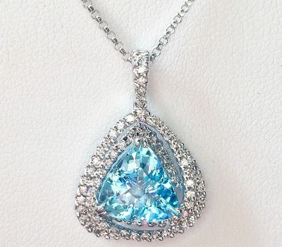Beautiful Aquamarine and Diamond Pendant | J. Lewis Jewelry | Custom ...