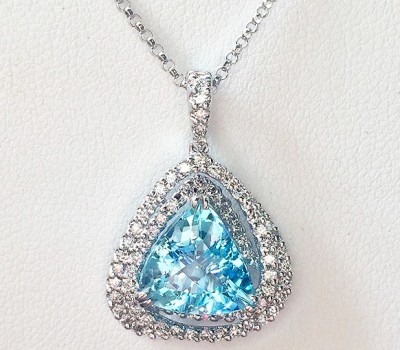 Aquamarine and Diamond Pendant