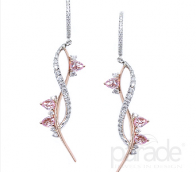 Pink Sapphire and Diamond Earrings