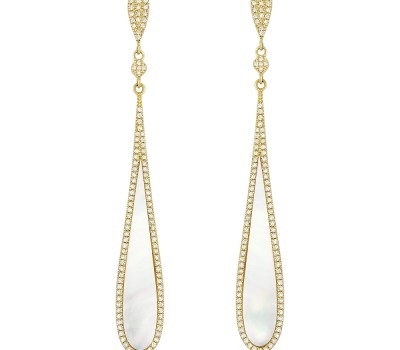 Mother of Pearl Teardrop Diamond Earrings