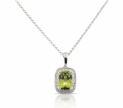 Peridot and diamond pendant