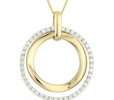 Bold Yellow Gold and Diamond Pendant